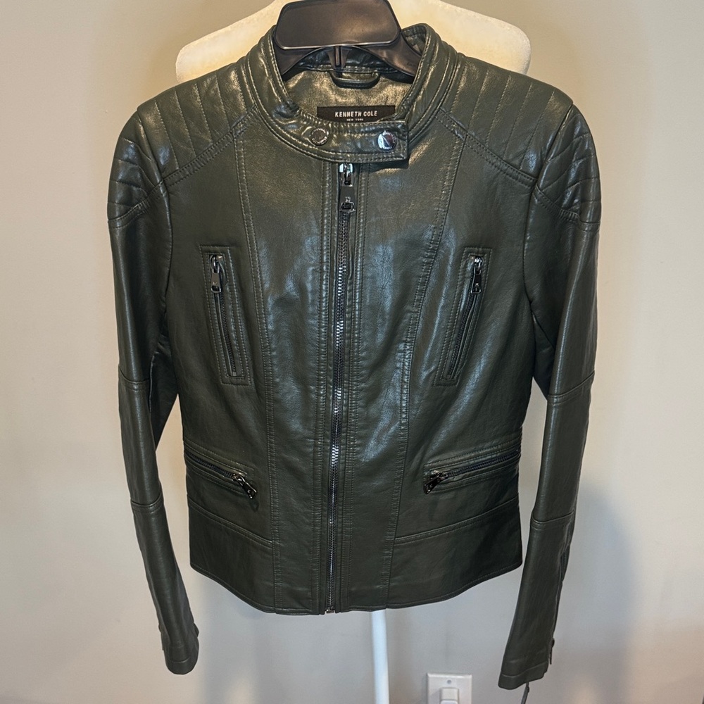 Kenneth Cole Women's Dark Green Leather Jacket